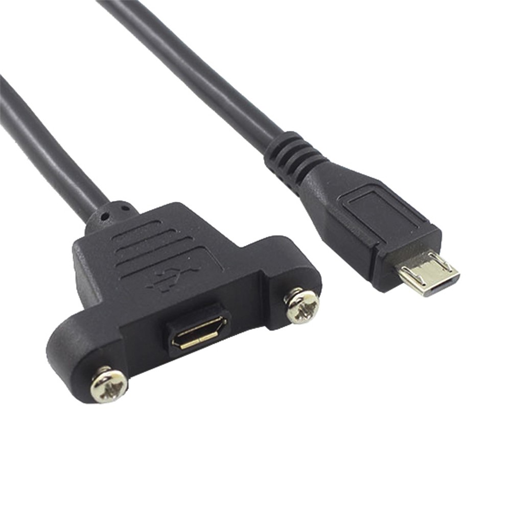Micro USB 5Pin Male to Female Extension Panel Mount Type Cable with Screws-4