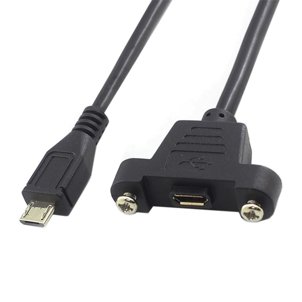 Micro USB 5Pin Male to Female Extension Panel Mount Type Cable with Screws-6