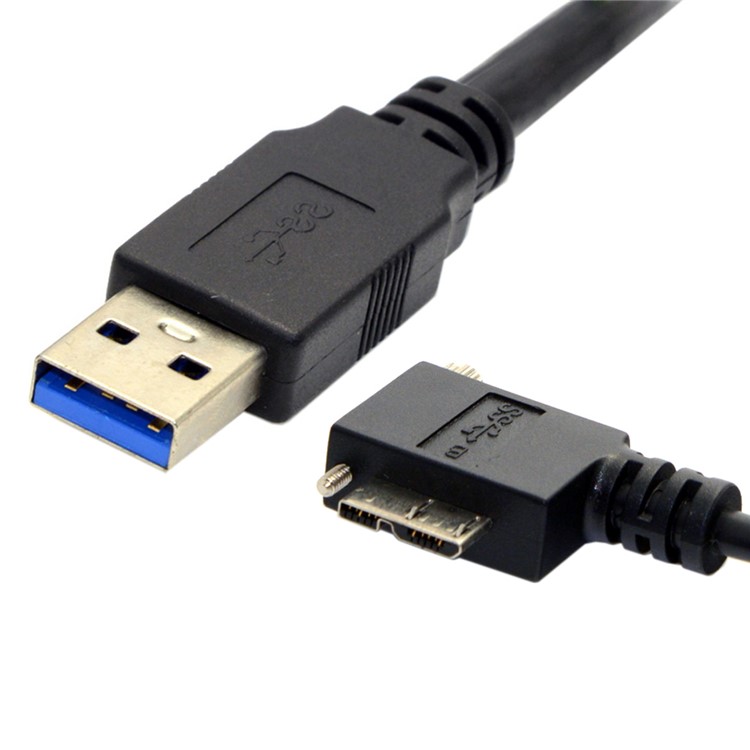 90 Degree Right Angled Micro USB Screw Mount to 3.0 Data Cable for Industrial Camera-1