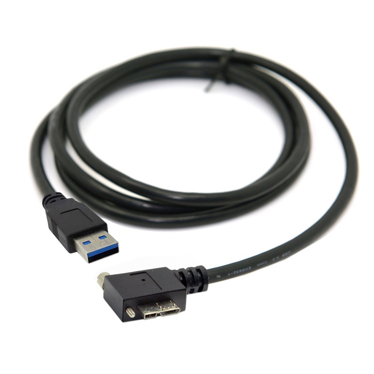 90 Degree Right Angled Micro USB Screw Mount to 3.0 Data Cable for Industrial Camera-2