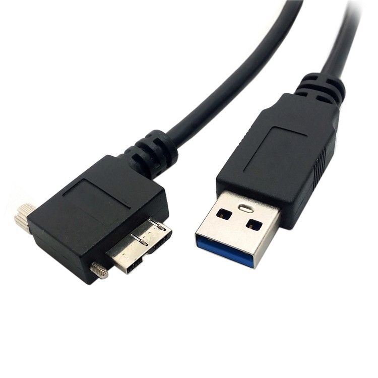 90 Degree Right Angled Micro USB Screw Mount to 3.0 Data Cable for Industrial Camera-3
