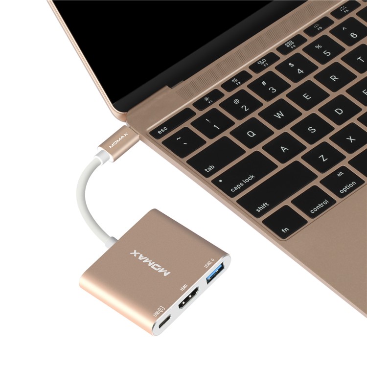 MOMAX Type-C Hub with HDMI, USB 3.0 Port and Type-C Recharging Port for MacBook 2016, Chromebook Pixel etc.-2