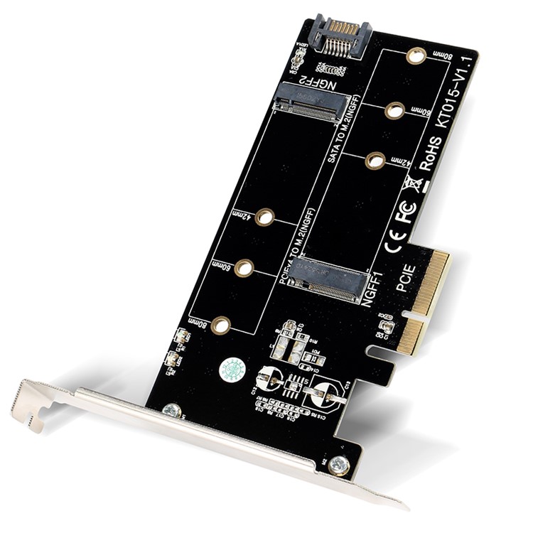 MAIWO KT015 Multi-size PCIex4&SATA to M.2 (M-Key or B-Key) SSD Adapter Converter-1