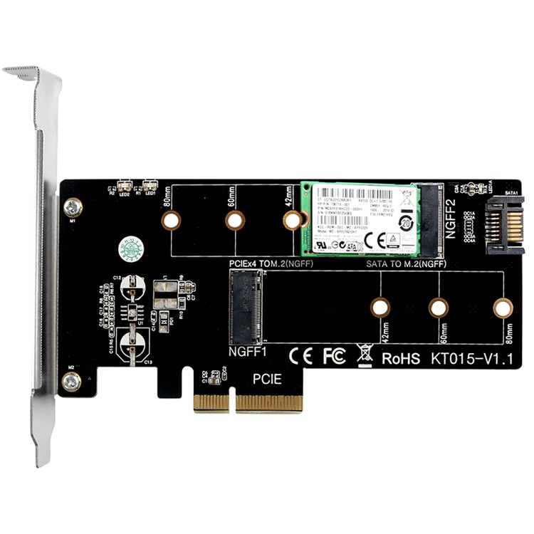 MAIWO KT015 Multi-size PCIex4&SATA to M.2 (M-Key or B-Key) SSD Adapter Converter-2