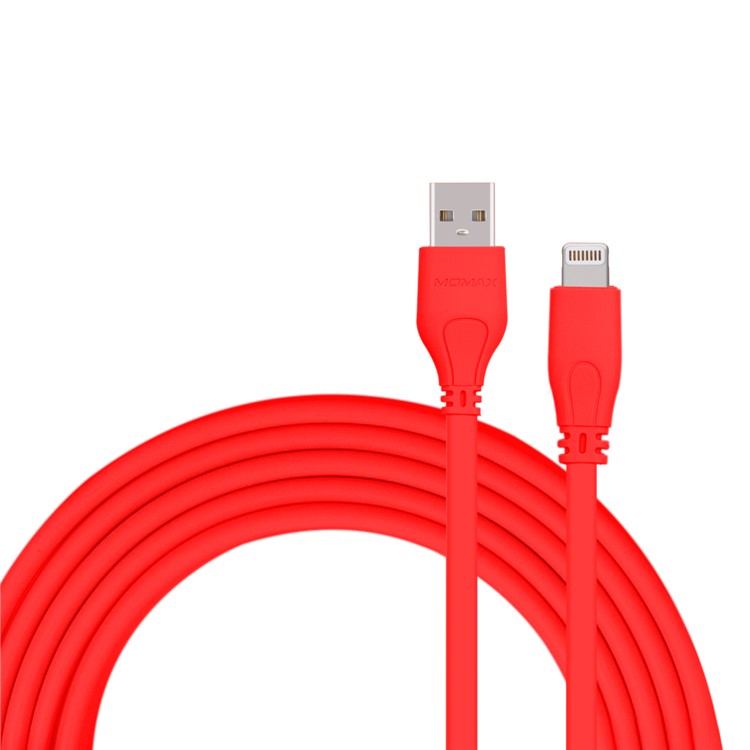 MOMAX 1M MFI Certified Flat Lightning 8-Pin USB Data Charging Cable for iPhone/iPad/iPod - Red-1