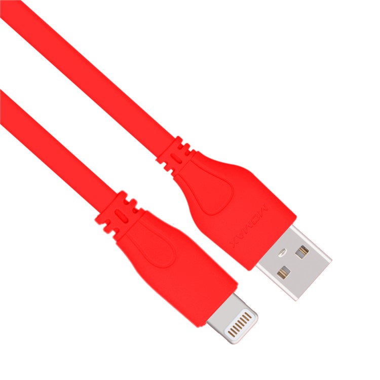 MOMAX 1M MFI Certified Flat Lightning 8-Pin USB Data Charging Cable for iPhone/iPad/iPod - Red-2