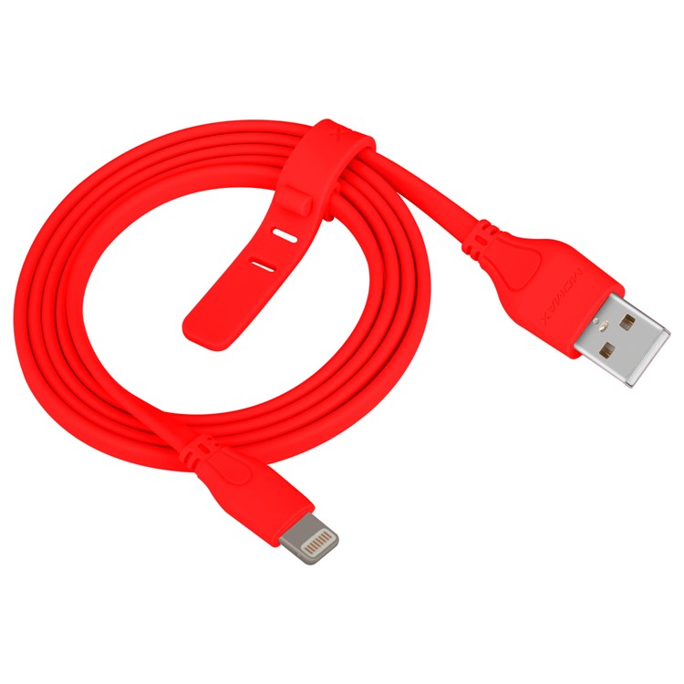 MOMAX 1M MFI Certified Flat Lightning 8-Pin USB Data Charging Cable for iPhone/iPad/iPod - Red-4