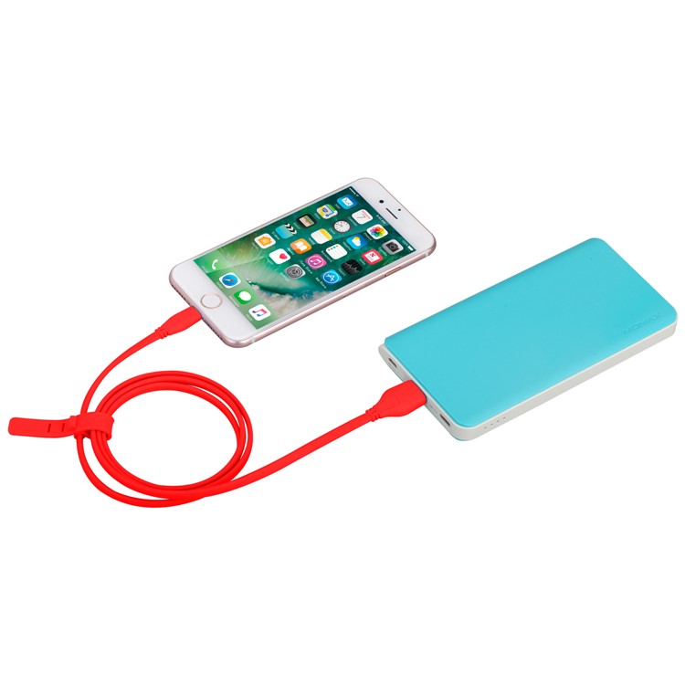 MOMAX 1M MFI Certified Flat Lightning 8-Pin USB Data Charging Cable for iPhone/iPad/iPod - Red-6