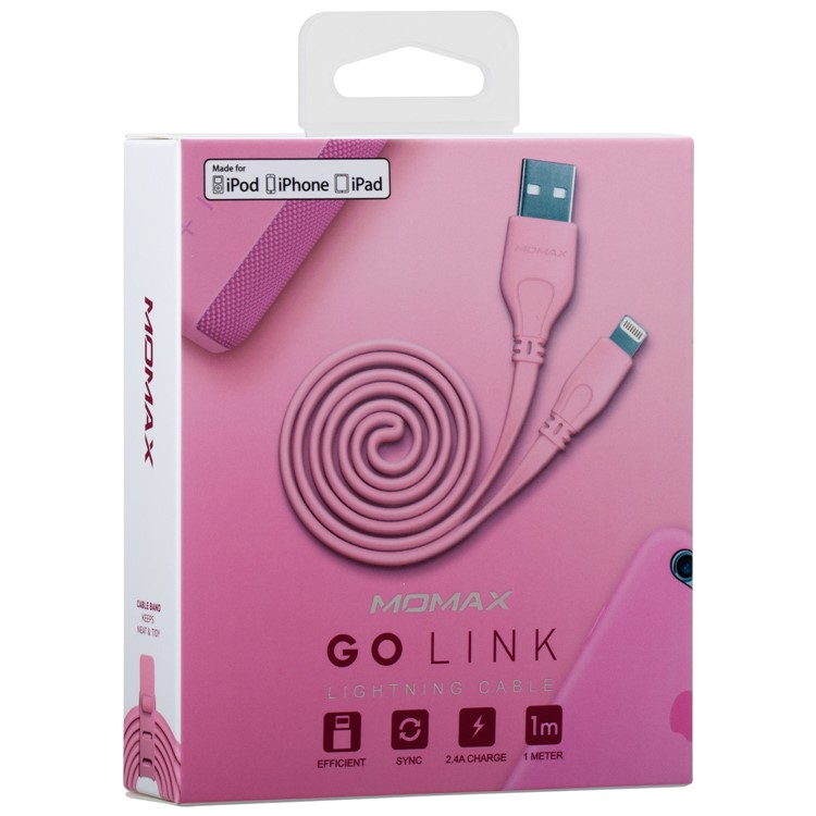 MOMAX 1M MFI Certified Flat Lightning 8-Pin USB Data Charging Cable for iPhone/iPad/iPod - Red-7