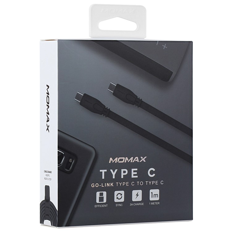 MOMAX 1M Flat Noodle USB Type-C to USB Type-C Sync Charging Cable for Samsung Huawei - Black-10