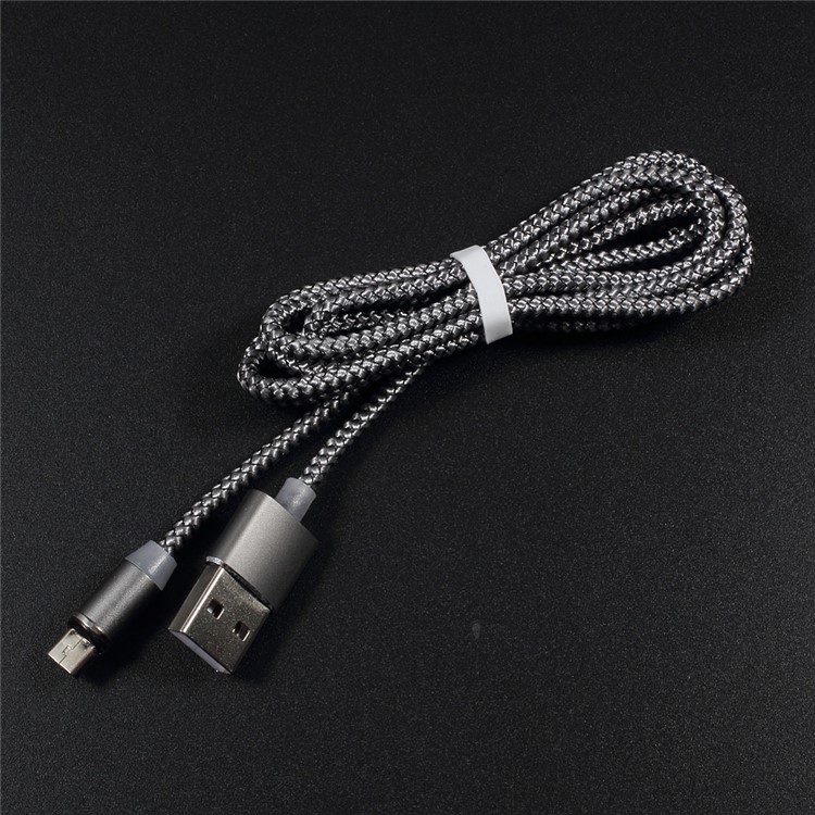 Round Magnetic Micro USB Charging Cable for Samsung Huawei etc - Grey-2