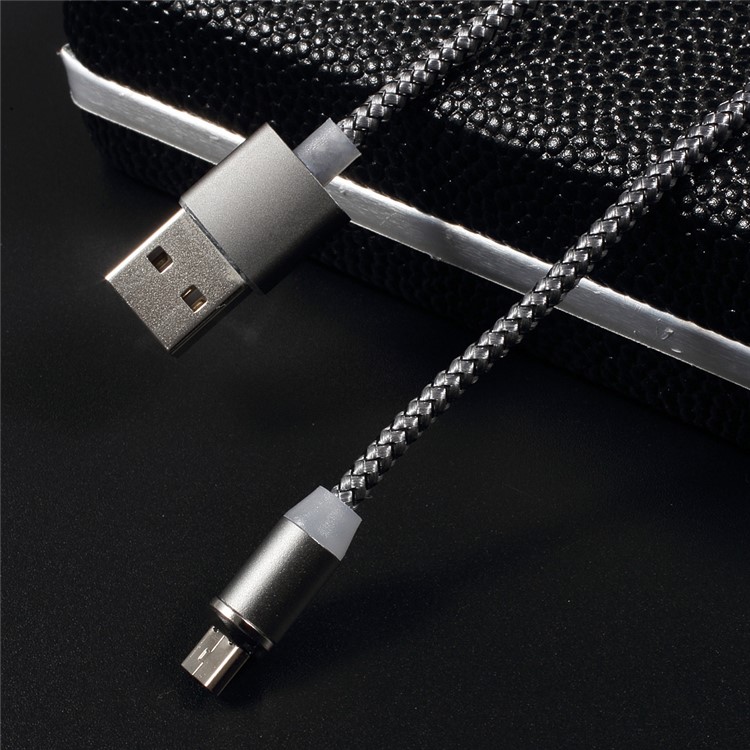 Round Magnetic Micro USB Charging Cable for Samsung Huawei etc - Grey-4