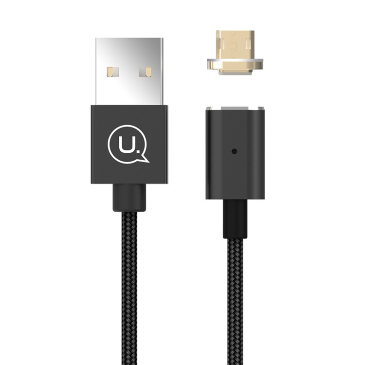 USAMS US-SJ133 Braided Micro USB Magnetic Data Sync Charge Cable for Samsung HTC Huawei Etc. - Black-1