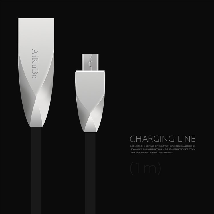 1M Kirsite Flat Noodle Micro USB Sync Data Charging Cable for Samsung Huawei - Black-1