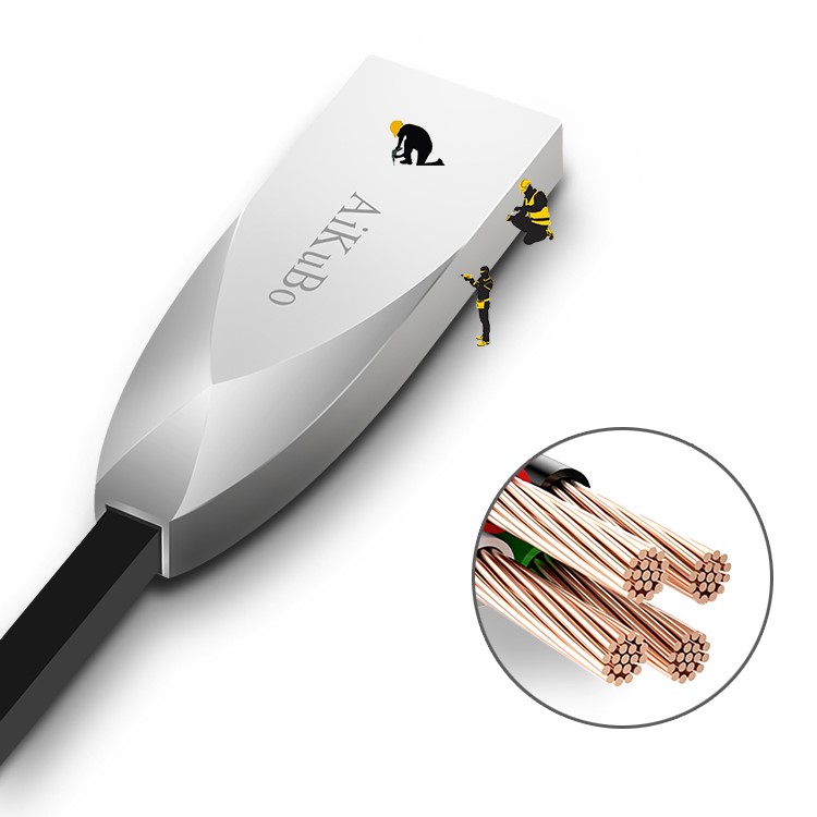1M Kirsite Flat Noodle Micro USB Sync Data Charging Cable for Samsung Huawei - Black-4