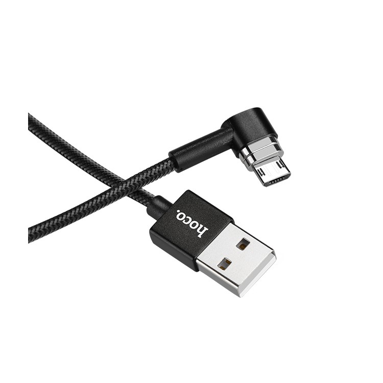 HOCO U20 L Shape Magnetic Absorption Micro USB Charging Data Cable - Black-4