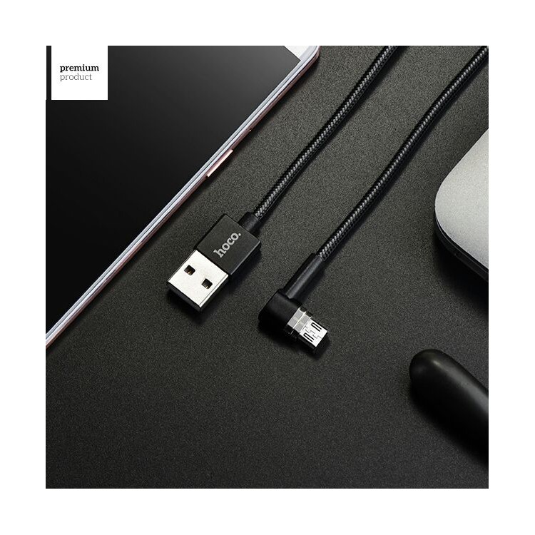 HOCO U20 L Shape Magnetic Absorption Micro USB Charging Data Cable - Black-5