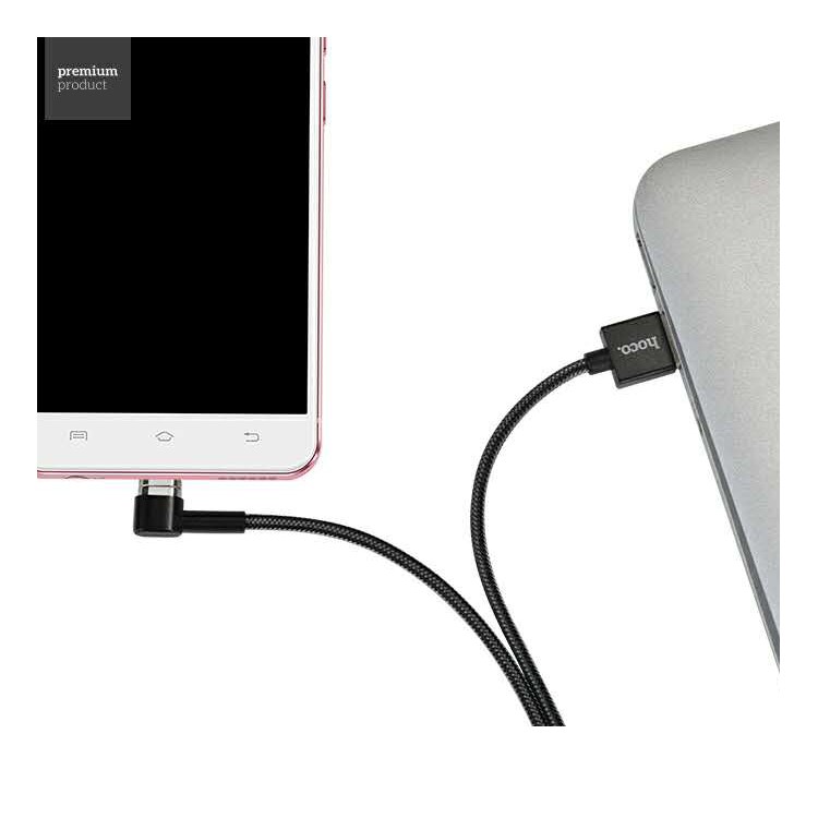 HOCO U20 L Shape Magnetic Absorption Micro USB Charging Data Cable - Black-8