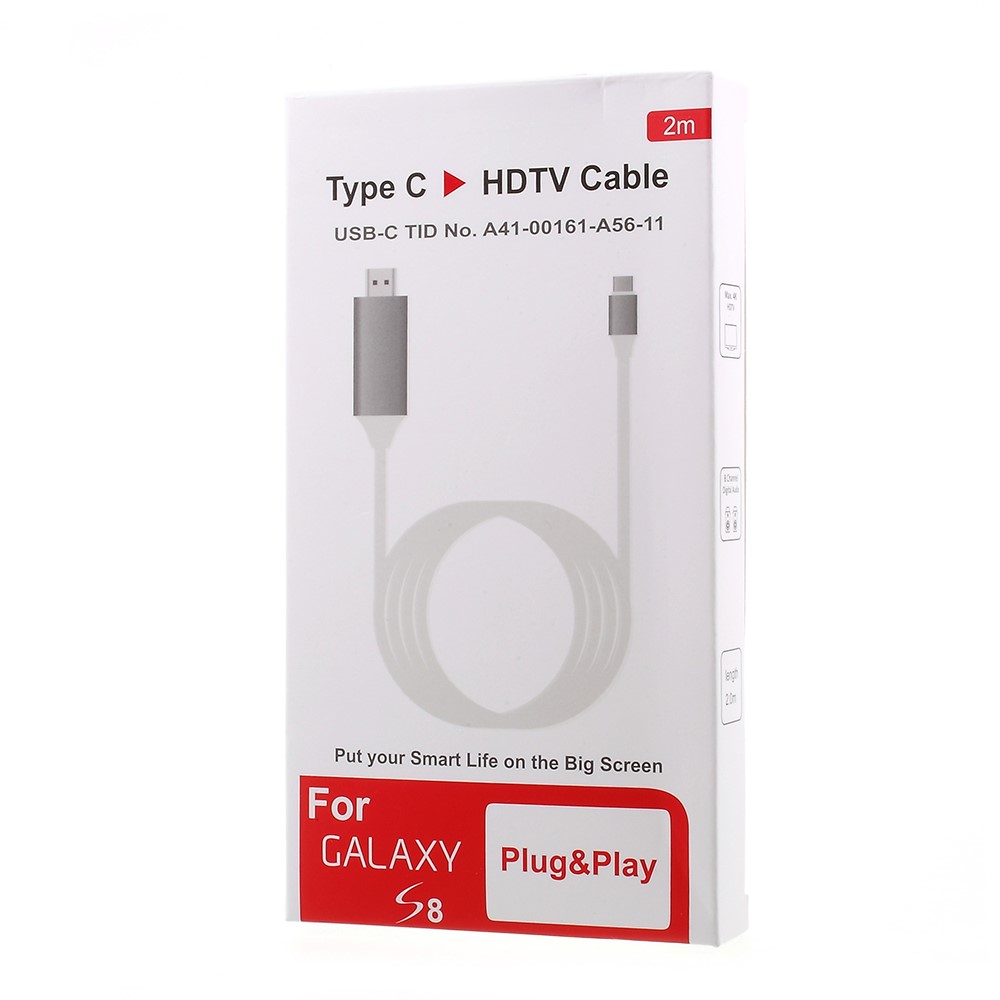 USB Type-C to HDMI 2M Cable for Samsung Galaxy S8 G950 - White-7