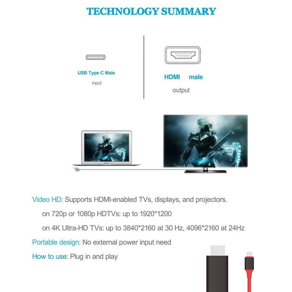 USB C Zu HDMI USB 3.1 Typ C Stecker Auf HDMI Stecker 4K High Speed ??Kabel Adapter Für 2017 Macbook Chromebook Pixel Samsung Galaxy S8-17