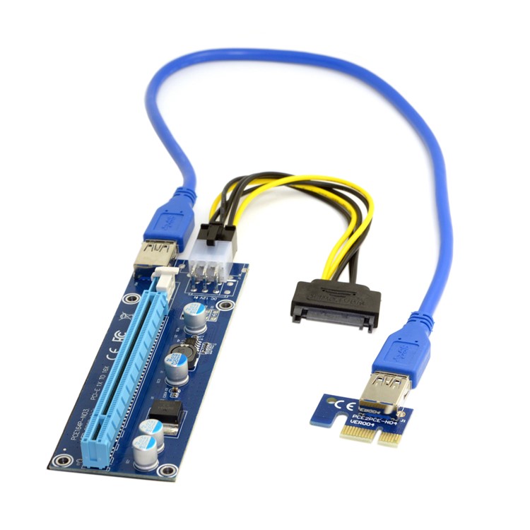 EP-107 PCI-E 1x to 16x Mining Dedicated Graphics Card Extender Riser Adapter with USB 3.0 & 6pin SATA Power Cable-1