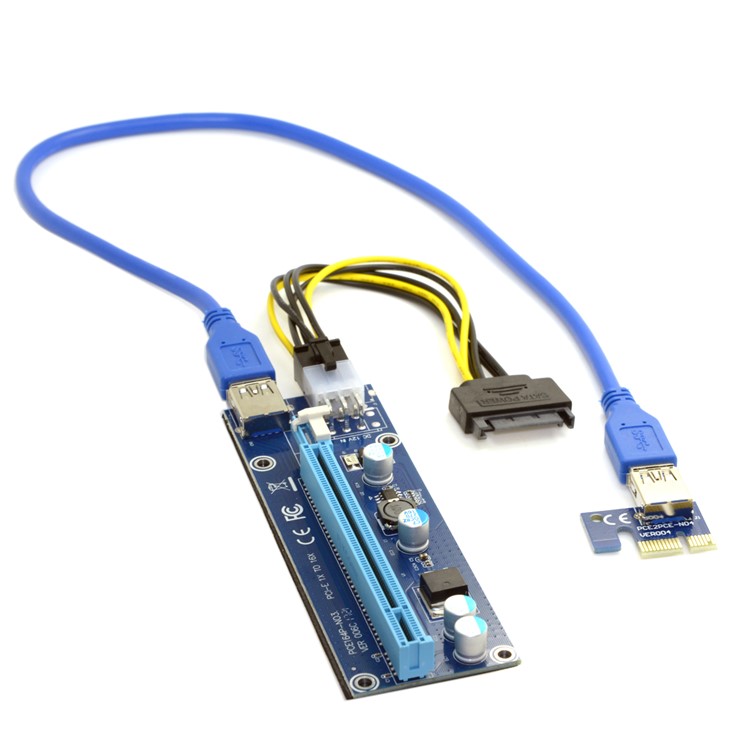 EP-107 PCI-E 1x to 16x Mining Dedicated Graphics Card Extender Riser Adapter with USB 3.0 & 6pin SATA Power Cable-3