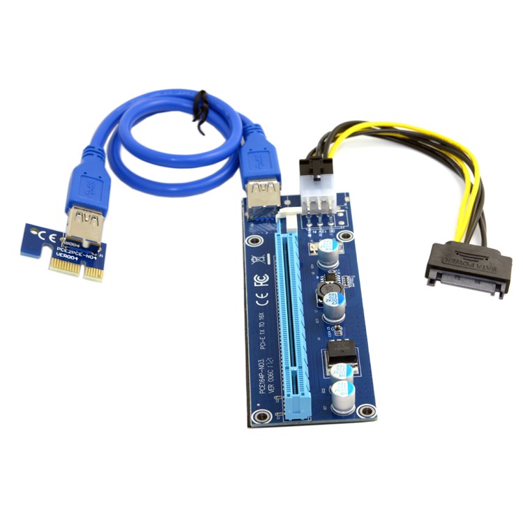 EP-107 PCI-E 1x to 16x Mining Dedicated Graphics Card Extender Riser Adapter with USB 3.0 & 6pin SATA Power Cable-4