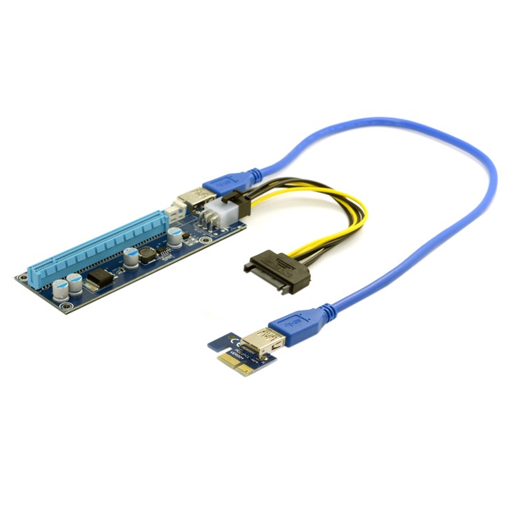 EP-107 PCI-E 1x to 16x Mining Dedicated Graphics Card Extender Riser Adapter with USB 3.0 & 6pin SATA Power Cable-5