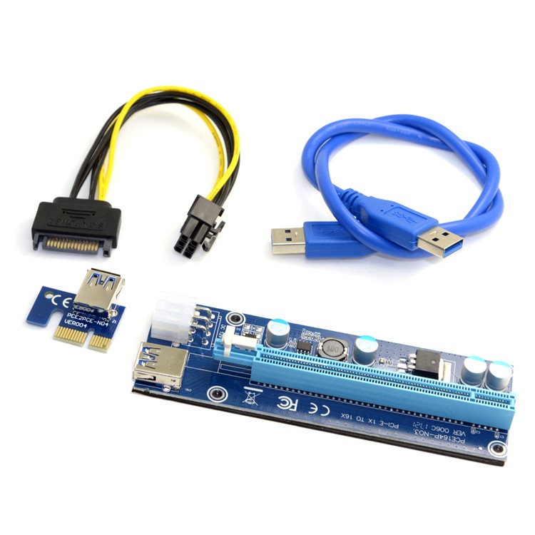EP-107 PCI-E 1x to 16x Mining Dedicated Graphics Card Extender Riser Adapter with USB 3.0 & 6pin SATA Power Cable-6