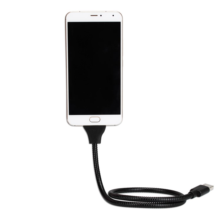 Flexible Metal Type-C USB Data Charging Cable Phone Stand Holder Bracket for Huawei P10 etc. - Black-3