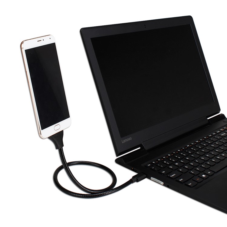 Flexible Metal Type-C USB Data Charging Cable Phone Stand Holder Bracket for Huawei P10 etc. - Black-4
