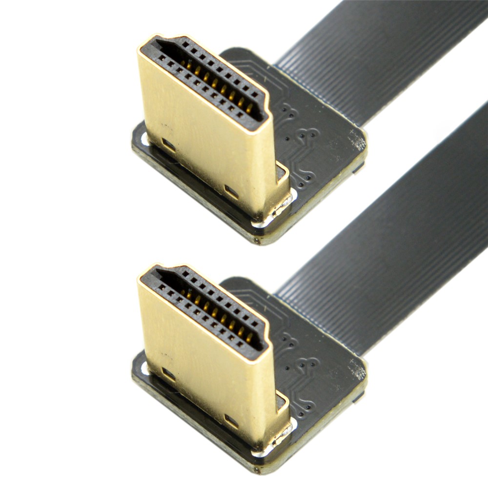 0,2M Dual 90 graus baixo angulado HDMI Tipo A Macho para macho HDTV FPC Cabo plano para FPV HDTV Multicopter Aerial Photography-2