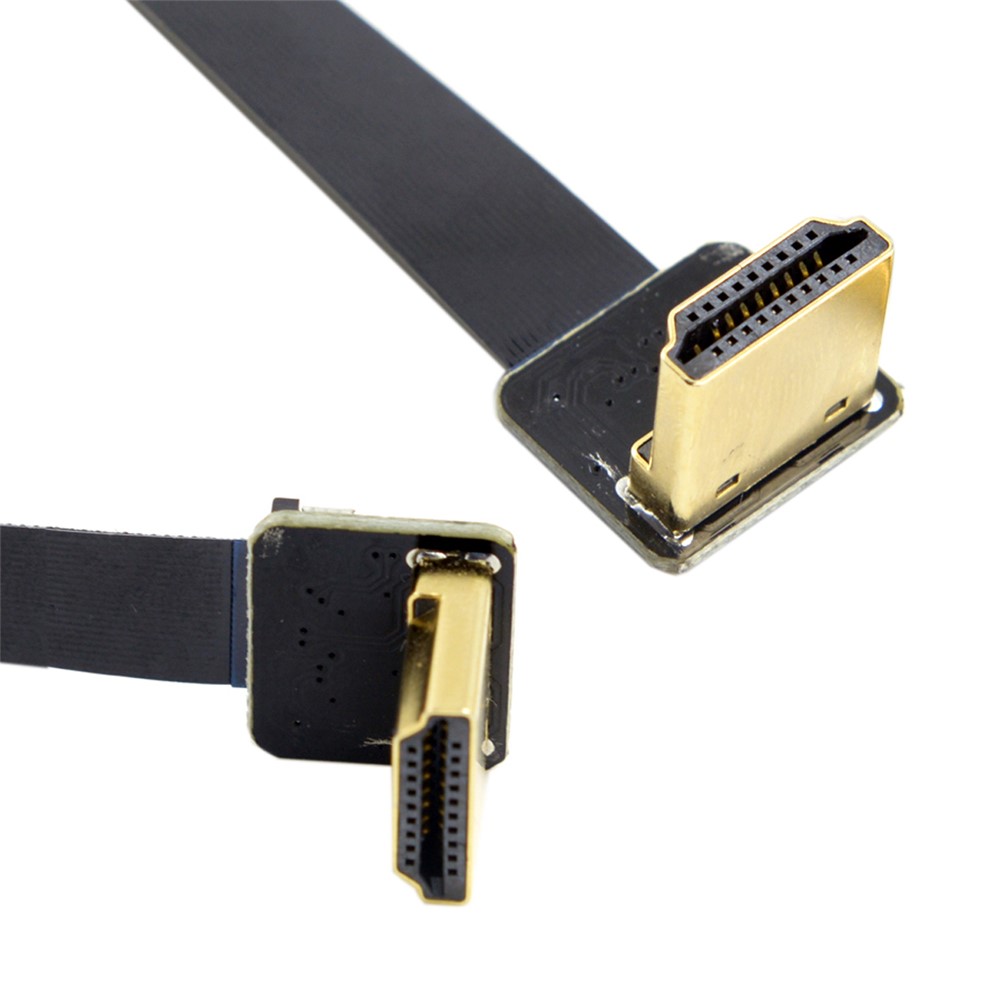 0,2M Dual 90 graus baixo angulado HDMI Tipo A Macho para macho HDTV FPC Cabo plano para FPV HDTV Multicopter Aerial Photography-3