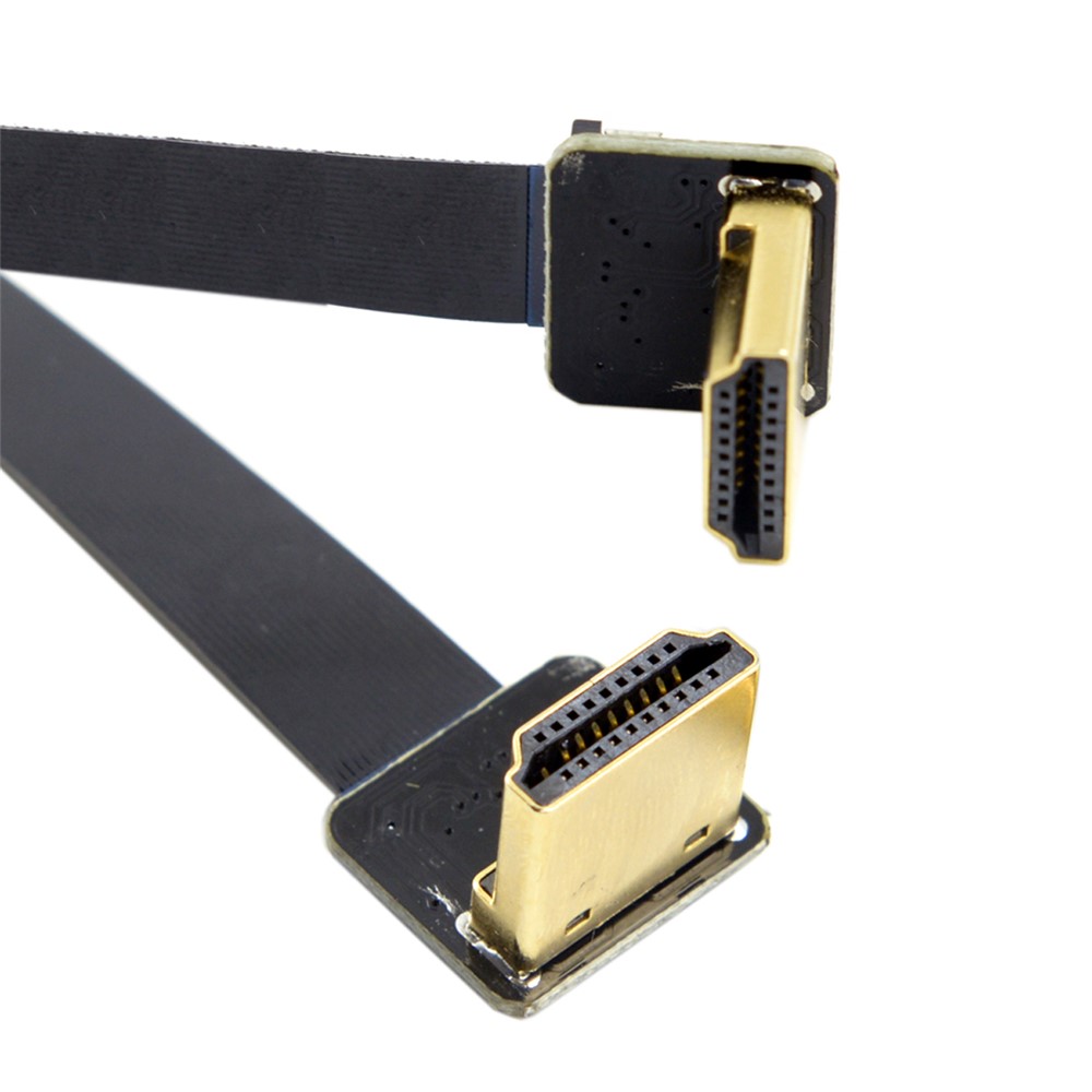0,2M Dual 90 graus baixo angulado HDMI Tipo A Macho para macho HDTV FPC Cabo plano para FPV HDTV Multicopter Aerial Photography-4