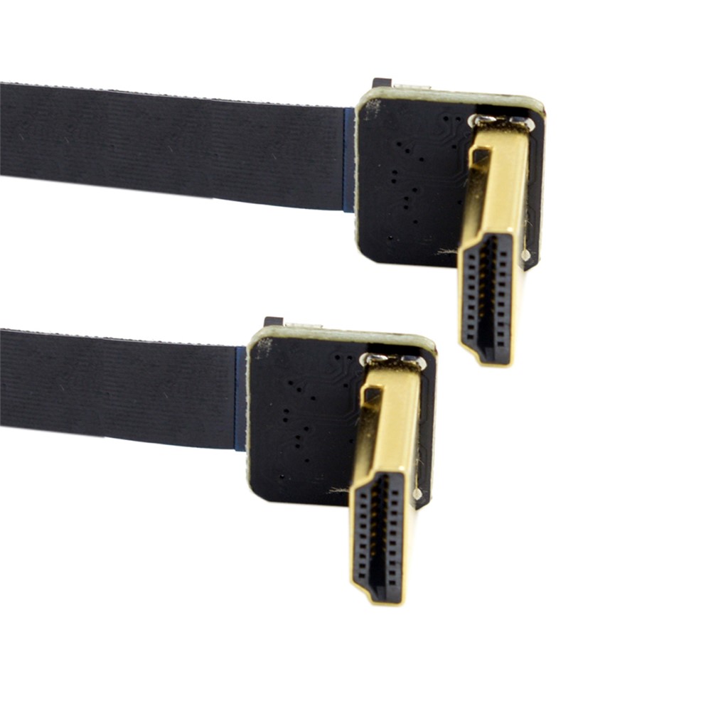 0,2M Dual 90 graus baixo angulado HDMI Tipo A Macho para macho HDTV FPC Cabo plano para FPV HDTV Multicopter Aerial Photography-5
