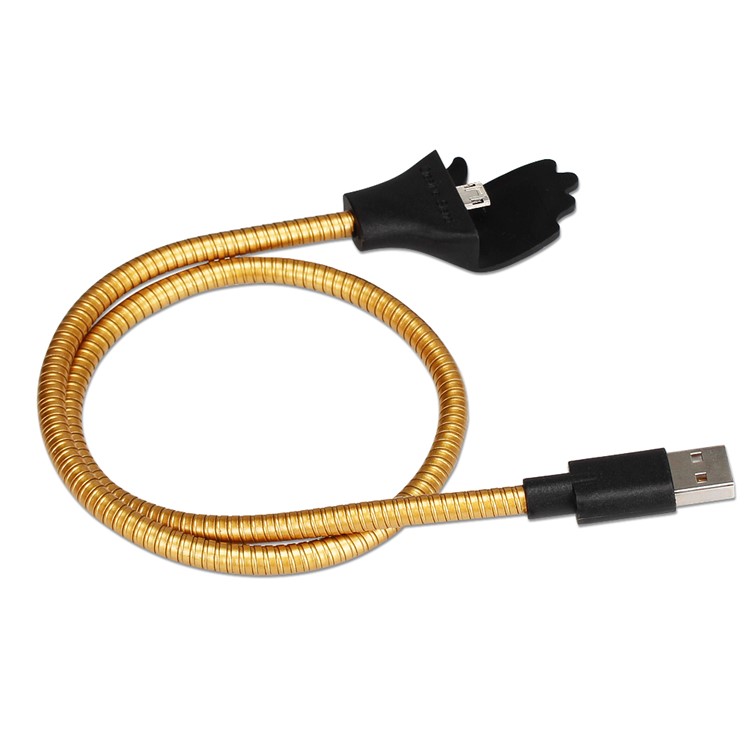 

2-in-1 Design Flexible Metal Micro USB Data Cable Palm Shape Desktop Stand for Samsung Huawei Sony - Gold Color, Galaxy S7