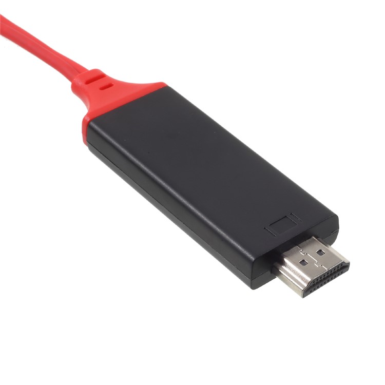 USB+USB USB para HDMI 1080P Cabo de adaptador de saída de vídeo 1M para iPhone Samsung Sony Etc - vermelho-2
