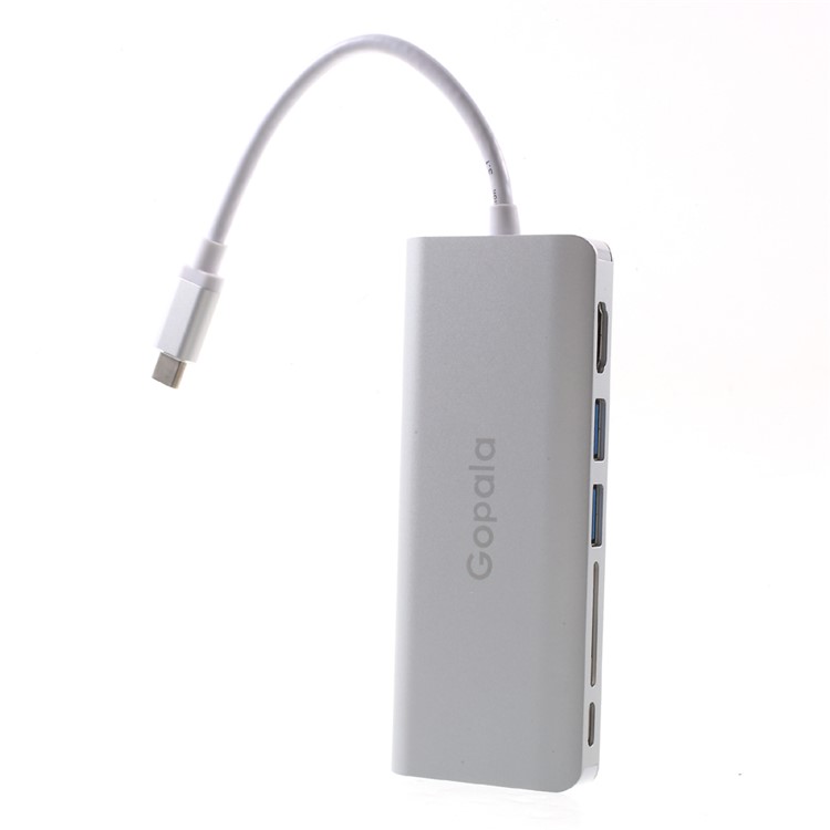 USB Type-C to HDMI, 2-Port USB3.0, Card Reader, Type-C Power Delivery and Gigabit Ethernet Adapter -White-2