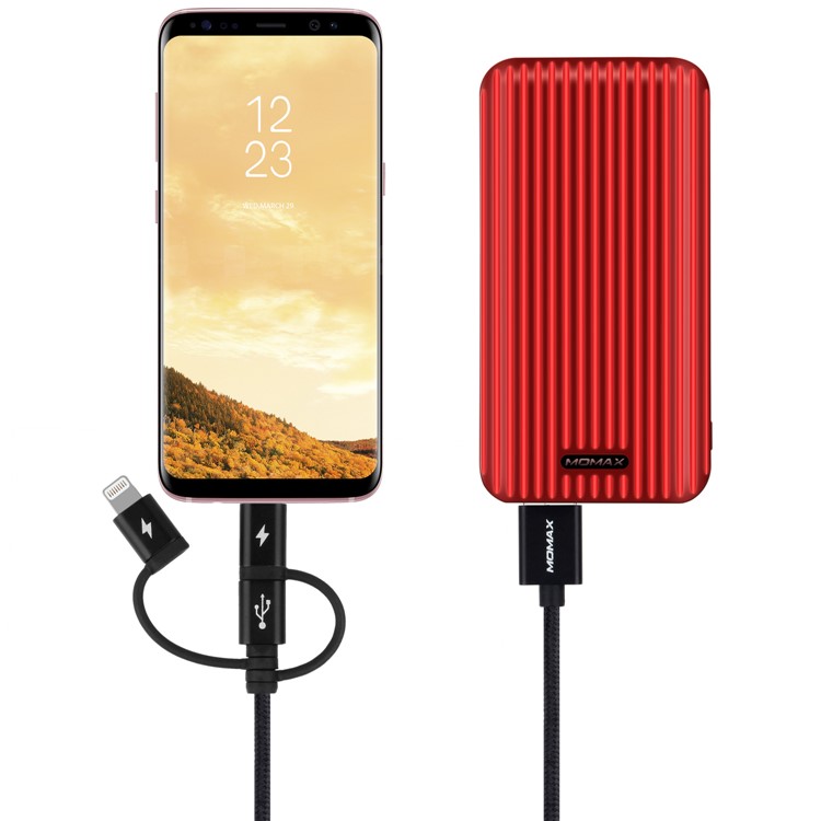 MOMAX MFI 3-in- 1 Type-C + Lightning 8pin + Micro USB Nylon Braided Data Charging Cable 1M - Black-8
