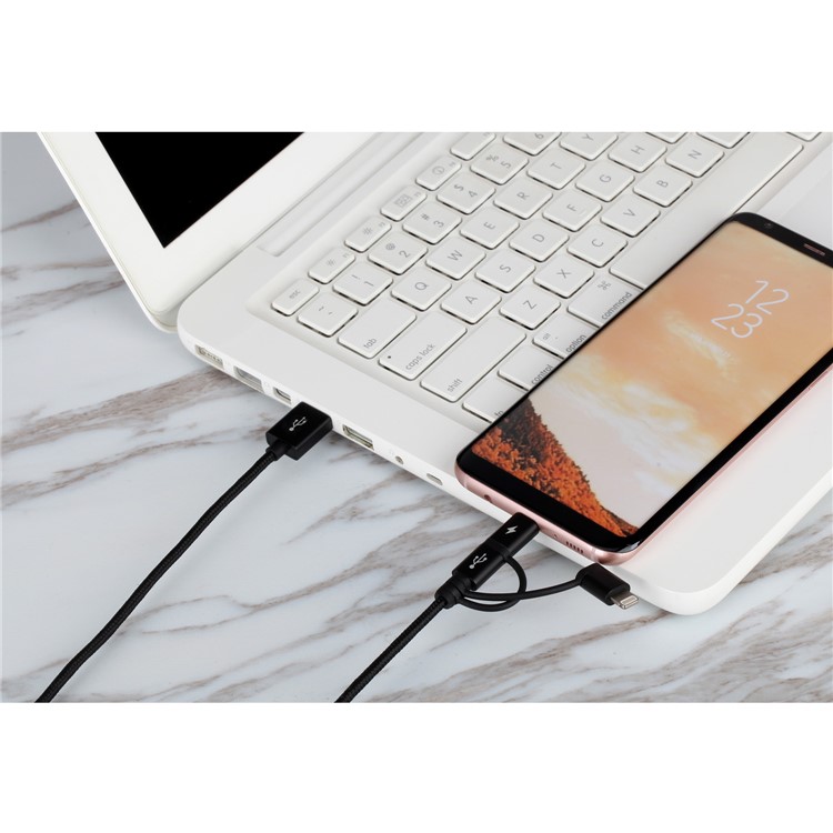MOMAX MFI 3-in- 1 Type-C + Lightning 8pin + Micro USB Nylon Braided Data Charging Cable 1M - Black-9