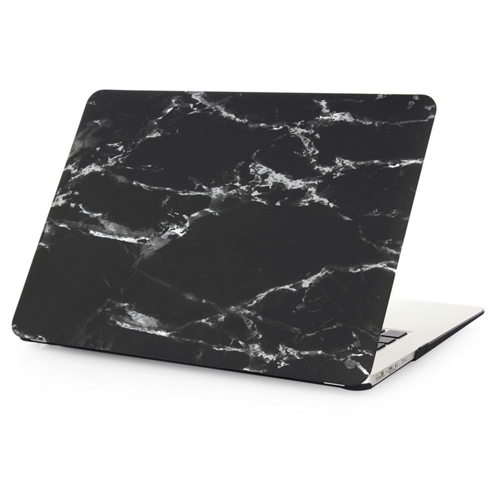 Marble Pattern Hard Snap-on Case for Macbook Air 13.3 Inch - White / Black-4