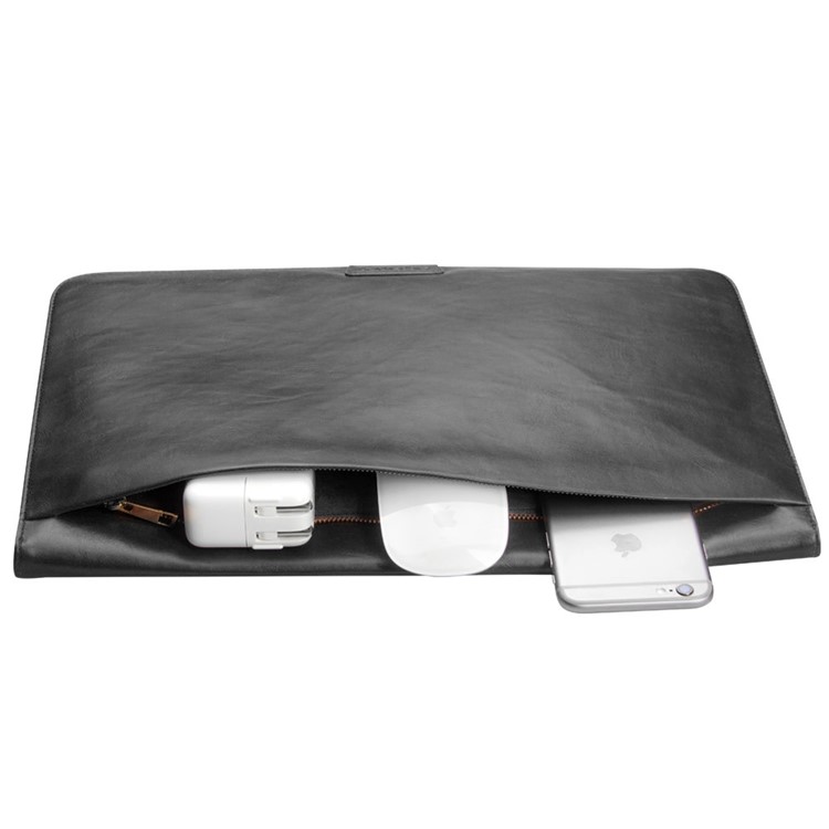 QIALINO saco de bolsa de couro PU de alta qualidade para MacBook 12-Polegada com Retina Display(2015) - negro-4