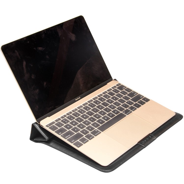QIALINO saco de bolsa de couro PU de alta qualidade para MacBook 12-Polegada com Retina Display(2015) - negro-5