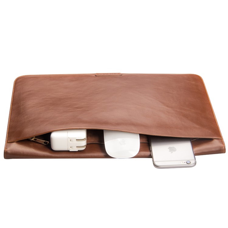 QIALINO High Quality PU Leather Bag Pouch for MacBook 12-inch with Retina Display (2015) - Brown-2