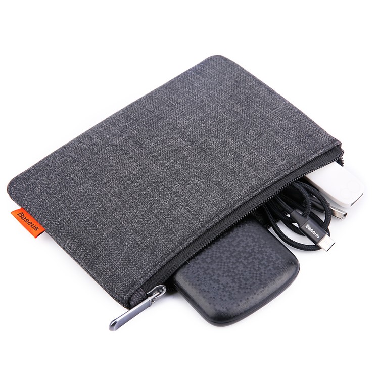 BASEUS Bolsa De Almacenamiento De Tela Impermeable Simple Para Teléfono / Banco De La Energía / Disco Duro, Etc. - negro-3