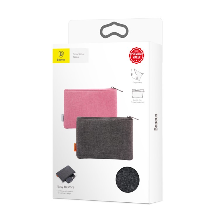 BASEUS Bolsa De Almacenamiento De Tela Impermeable Simple Para Teléfono / Banco De La Energía / Disco Duro, Etc. - negro-7