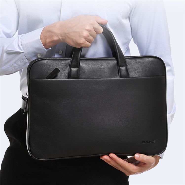 QIALINO Genuine Cowhide Leather Laptop Bag Carrying Case for Macbook Pro 13.3 Inch-12