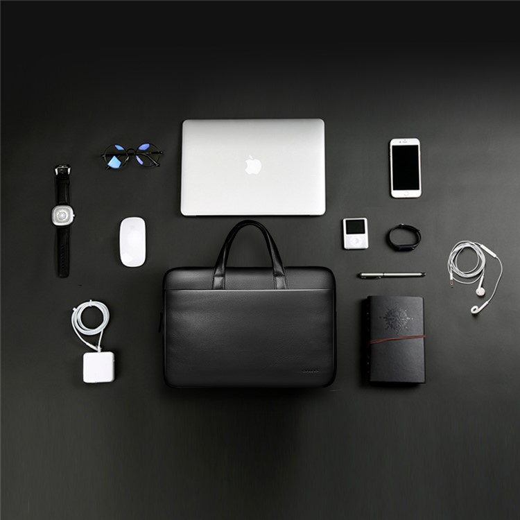 QIALINO Genuine Cowhide Leather Laptop Bag Carrying Case for MacBook Pro 15.4 Inch-6