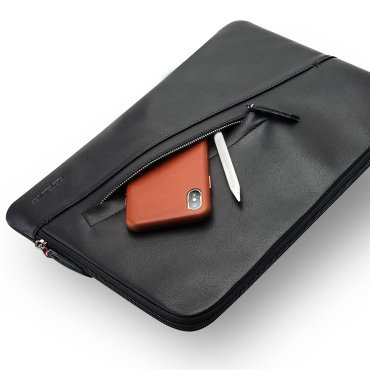 QIALINO Shockproof Genuine Leather Zipper Bag for Macbook Pro 13.3 with Retina Display/Macbook Pro 13.3 Inch - Black-5