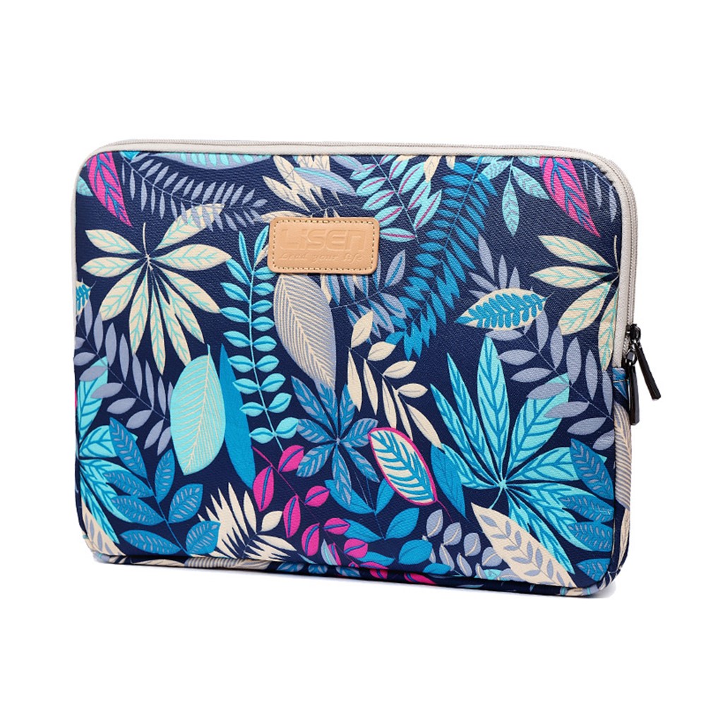 LISEN 14 inch Colorful Leaves Laptop Protective Sleeve Bag Case, Size: 36.5 x 25.5 x 2 cm - Blue Background-1